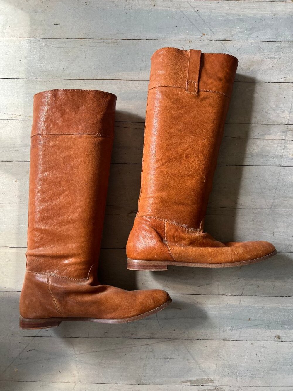 Steve Madden Cognac Brown Leather Riding Boots Womens Size 8 Tall Knee High